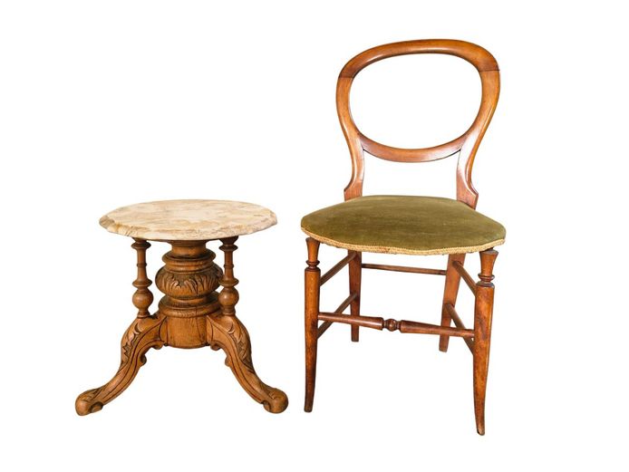 Single Antique Cedar Balloon Back Occassional Chair