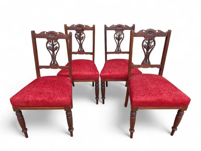Antique Edwardian Carved Mahogany Chairs