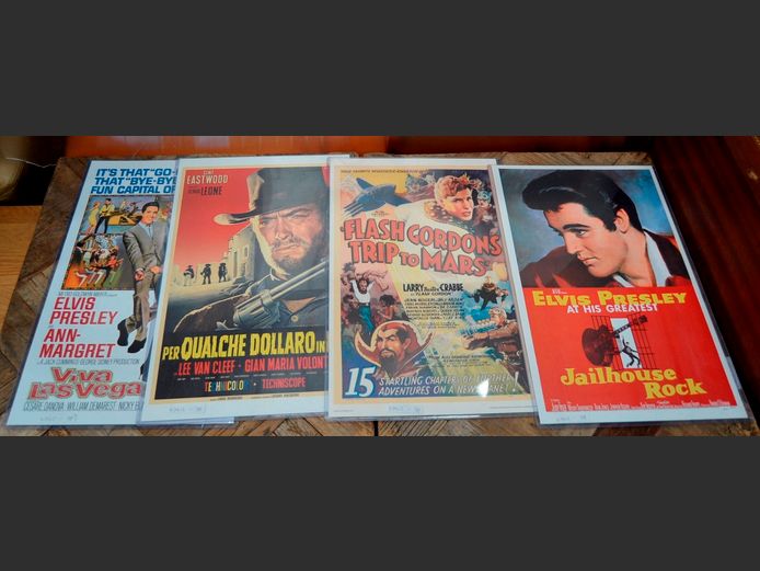 SET OF 4 VINTAGE UNIVERSAL MOVIE POSTERS, 44 x 30cm