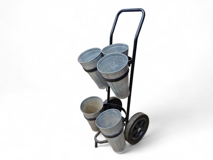 Mobile Flower Display Cart Galvanised Buckets