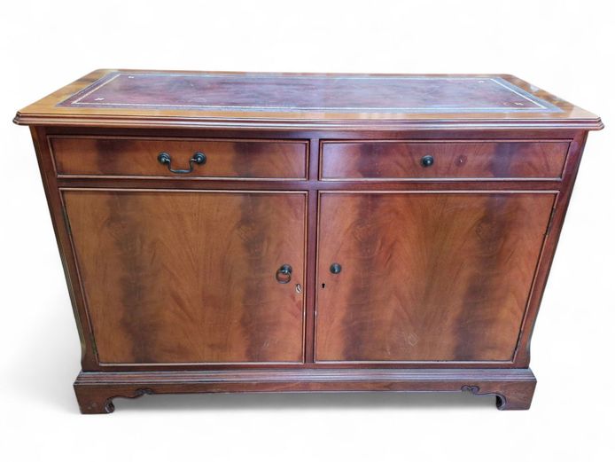 Vintage Leather Inlay Cabinet