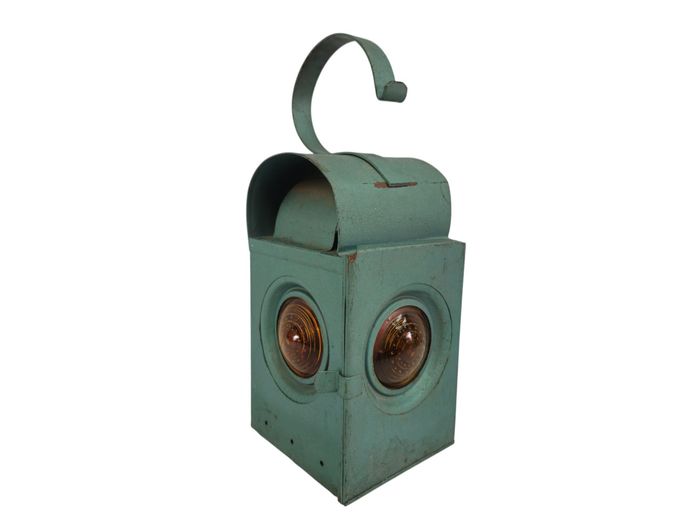 Vintage Industrial Metal Railway Signal Lantern