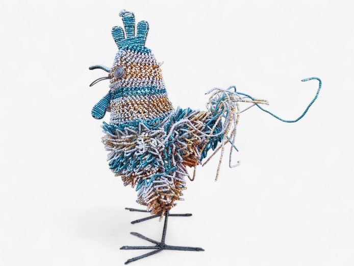 Large Multi-Colored Beaded Rooster