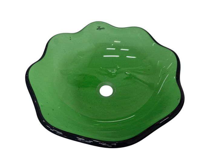 Italian Zanetti Murano Green Art Glass Vessel Basin