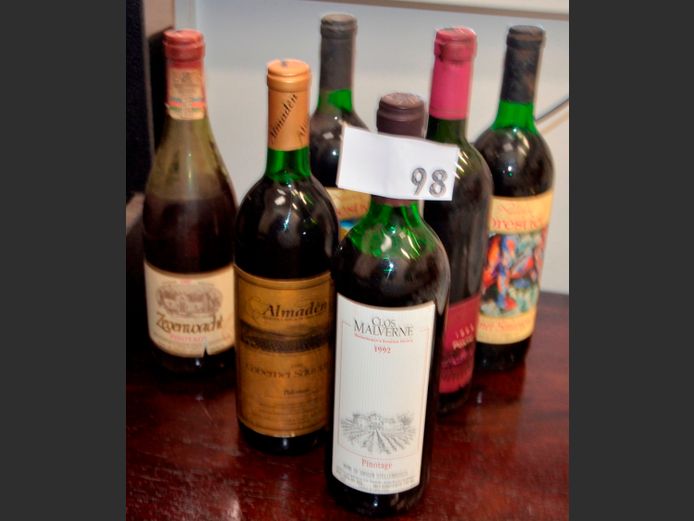 LOT OF 6: BOTTLES ASSORTED RED WINE [Condition of contents unknown]