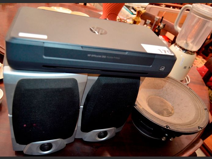 HP OFFICEJET 202 MOBILE PRINTER & SPEAKERS [Switches on, untested further]