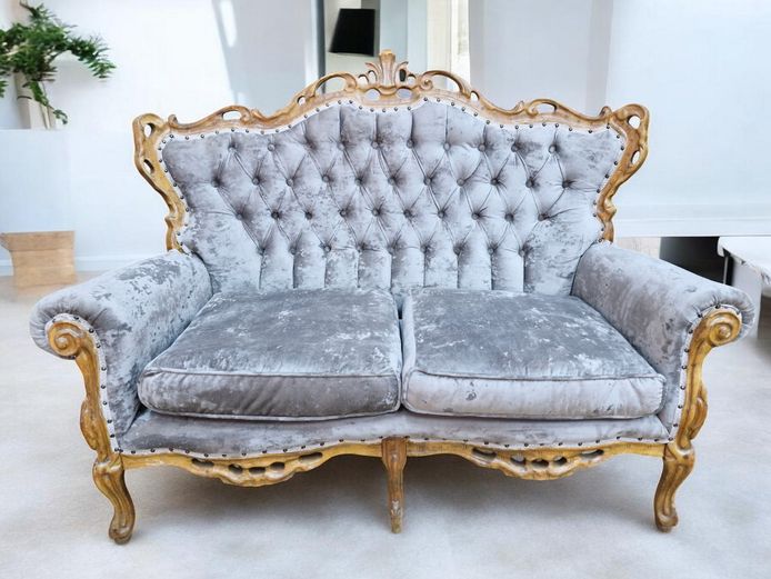 French Louis Style Ornate Carved 2-Seater Sofa