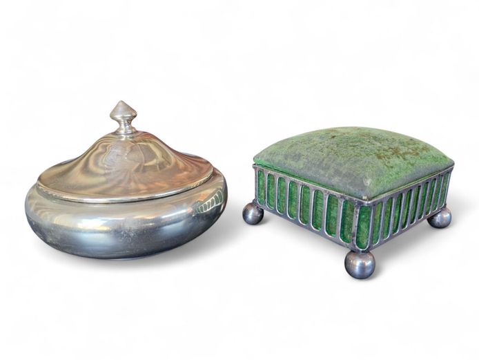 Vintage EPNS Trinket Box & Casket Pin Cushion Box