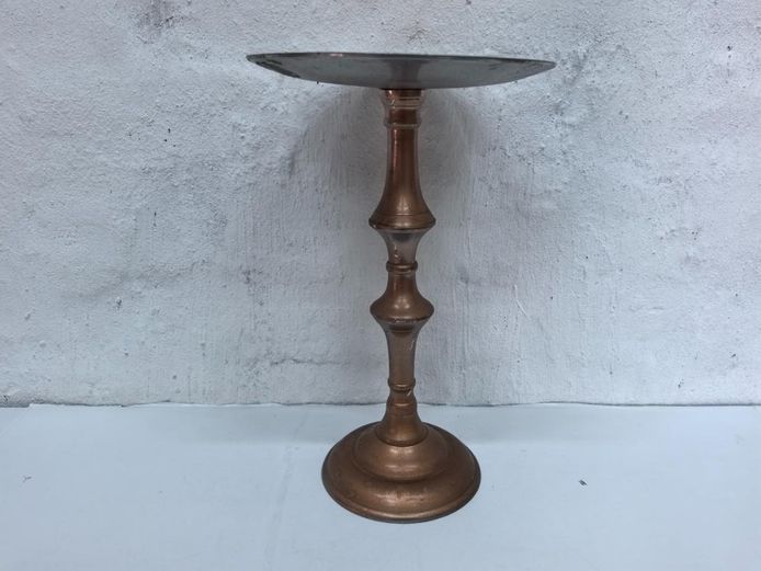 Vintage Turned Gold Painted Metal Pedestal Pillar Candle Stand