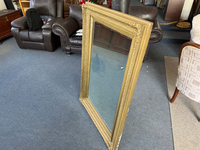 Heavy Antique Gold Framed Mirror 