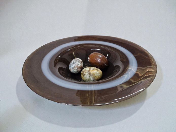 Mid-Century Art Glass Bowl & Decorative Eggs