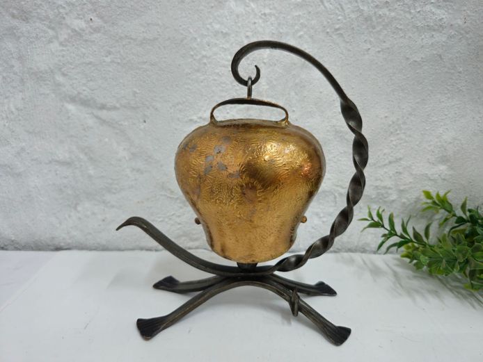 Artisanal Swiss-Style Bell and Wrought Iron Dinner Gong