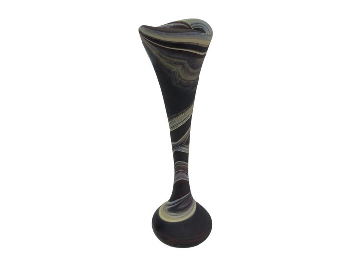 Vintage Swirled Slag Art Glass Jack-in-the-Pulpit Solifleur Vase