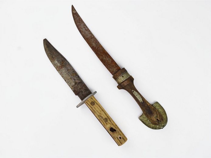 Vintage Ethnographic and Bone-Handled Dagger Duo
