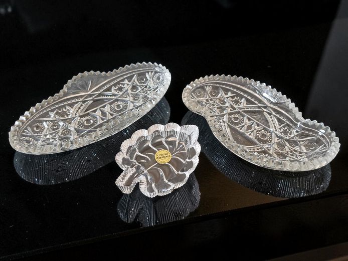 Vintage Crystal & Cut Glass Trinket / Relish Dishes - Set of 3