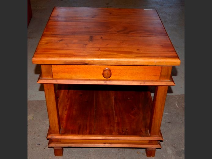 CHERRY WOOD SINGLE DRAWER PEDESTAL WITH BOTTOM SHELF, 55 x 55 x 58cm