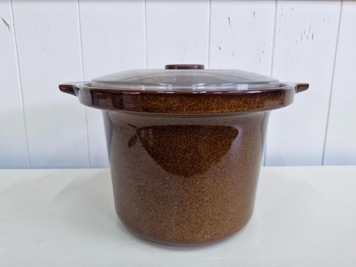 Crock-Pot Brown Stoneware Insert Casserole Pot with Glass Lid