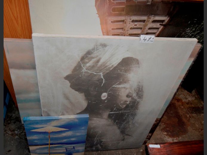 LOT OF 3 PHOTOGRAPHIC PRINTS ON CANVAS: VENICE, 120 x 90cm, AFRICAN LADY, 65 x 80, & ANOTHER, 100 x 100cm [Damaged]