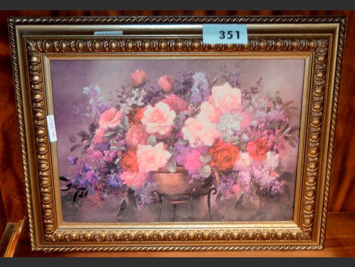 GILT FRAMED OLEOGRAPH "FLOWERS", 41 x 29cm