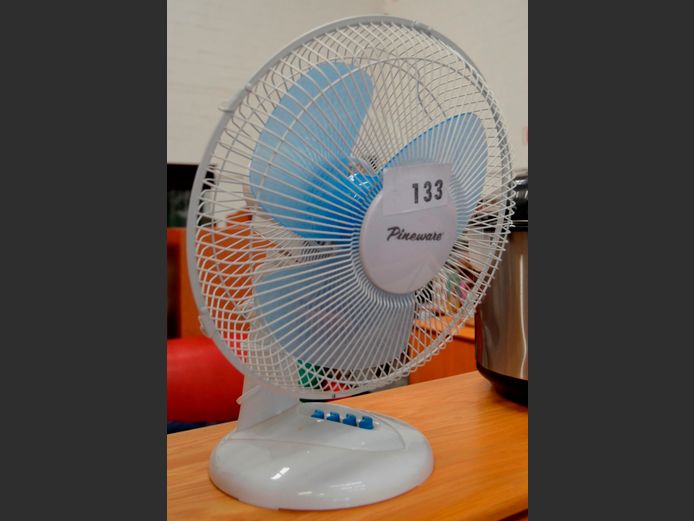 PINEWARE DESK FAN [Switches on]
