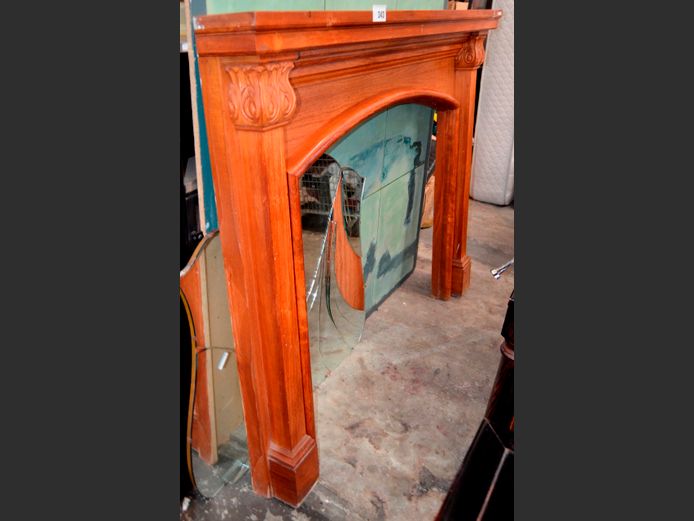 MAHOGANY MANTLE PIECE, 165 x 22 x 130cm