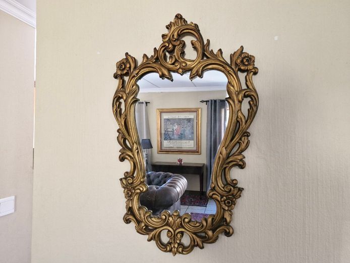 Vintage Giltwood Rococo Style Carved Wood Mirror