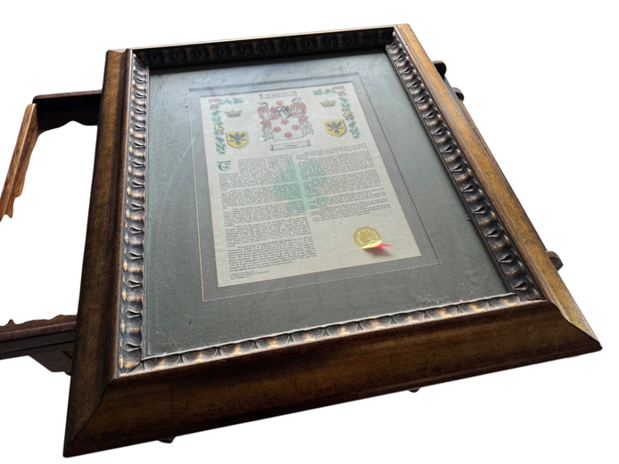 Framed Willemse Family Coat of Arms & History Certificate