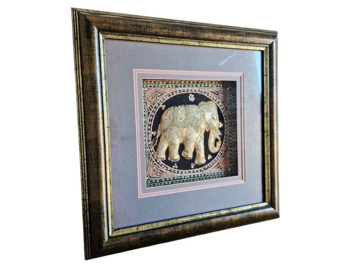 Embroidered Elephant Beaded Wall Art