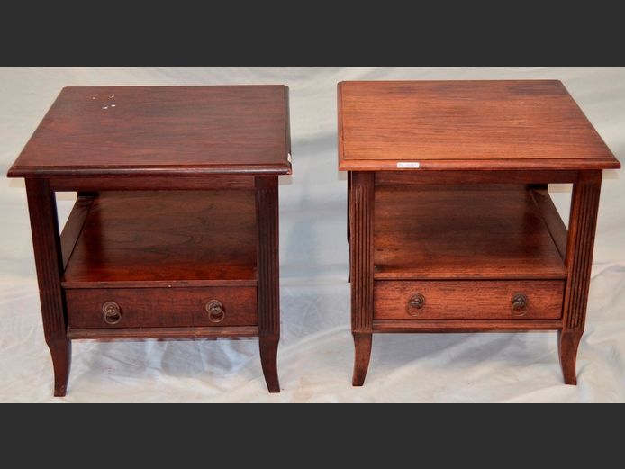 PAIR MAHOGANY SINGLE DRAWER BEDSIDE PEDESTALS, 60 x 60 x 59cm