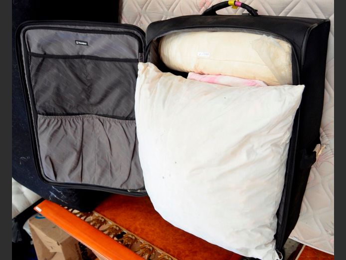 BLACK WHEELIE SUITCASE & CONTENTS [#: 403466913]