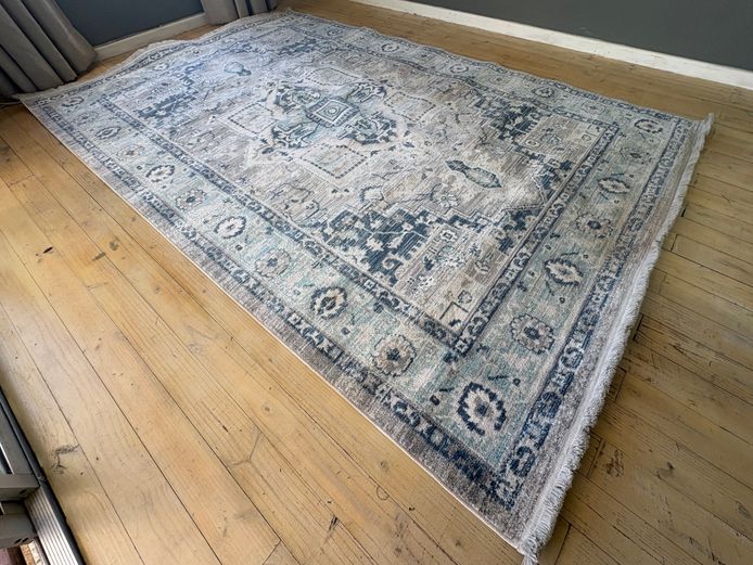 Modern Persian style green / light blue area rug - 300cm x 200cm