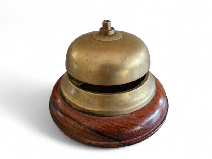 Vintage Brass & Wood Desk Bell