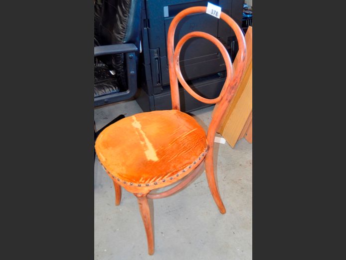 BENTWOOD CHAIR WITH BROWN UPHOLSTERED SEAT [Needs some TLC]