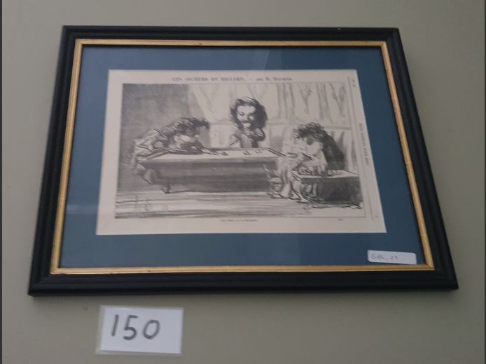 FRAMED PRINT "LES JOUEURS DE BILLARD"