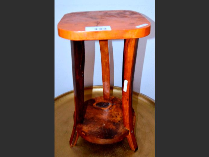 WALNUT SIDE TABLE WITH BOTTOM SHELF, 28.5 x 28.5 x 51.5cm