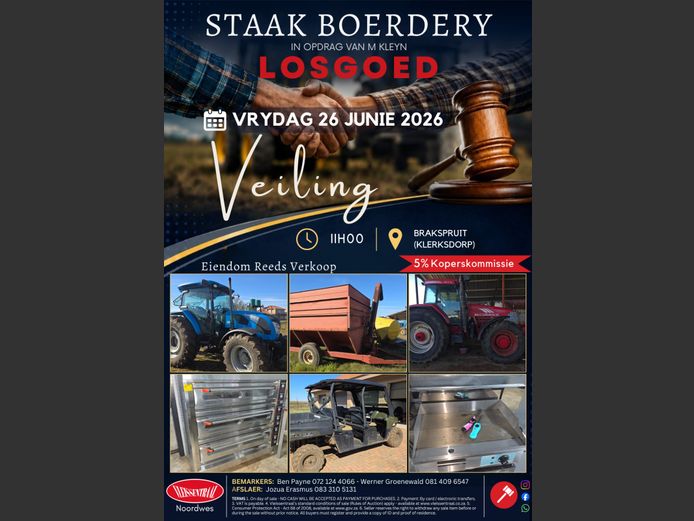 STAAK BOERDERY M KLEYN -  LOSGOED VEILING