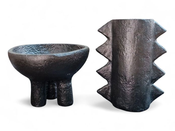 Modern Aesthetic Handcrafted Mude Vase & Swazi Bowl 