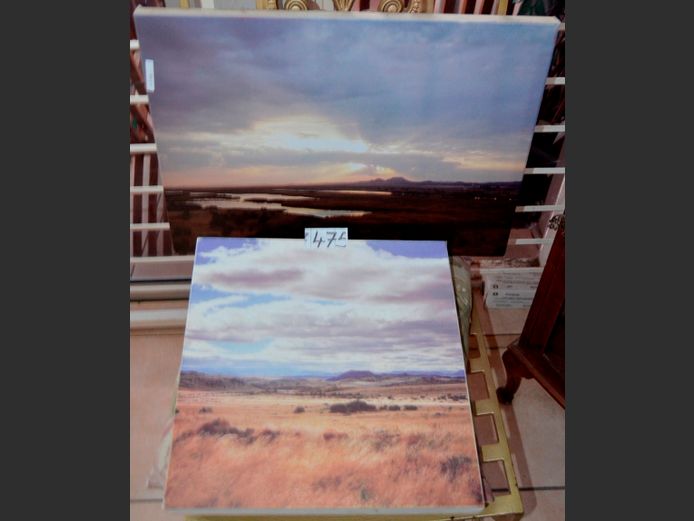 LOT OF 2 UNFRAMED PRINTS ON CANVAS: LANDSCAPES, 59.5 x 41.5cm & 40 x 40cm