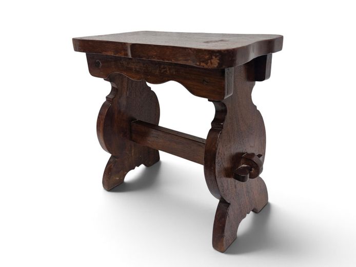 Mid-20th Century Continental Style Wooden Trestle Stool
