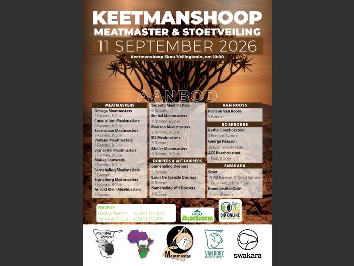 KEETMANSHOOP MEATMASTER, SWAKARA, DORPER, BOER GOAT AND VAN ROOY STUD AUCTION