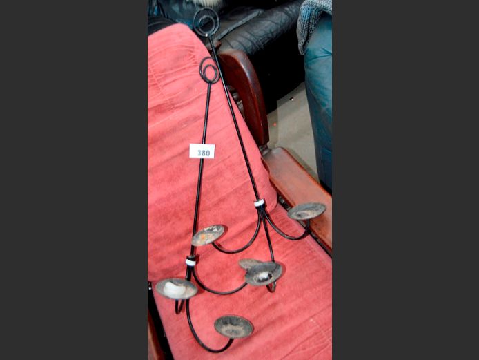 PAIR WROUGHT IRON CANDLE HOLDERS, 38 x 25 x 80cm