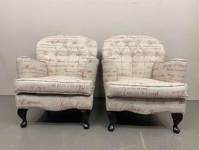 Pair french style arm chairs