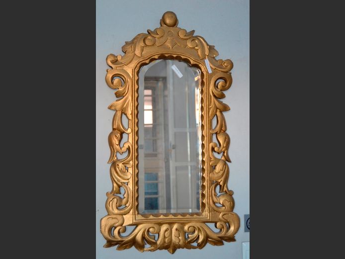 GILT FRAMED & BEVELLED MIRROR, 44 x 77cm