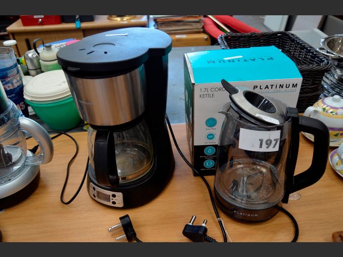 PLATINUM KETTLE & A COFFEE MAKER [Switch on, untested further]