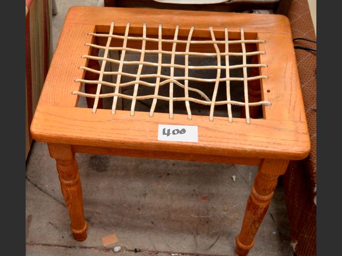 OAK RIEMPIE STOOL, 50 x 40 x 45cm [Riempies need replacing]