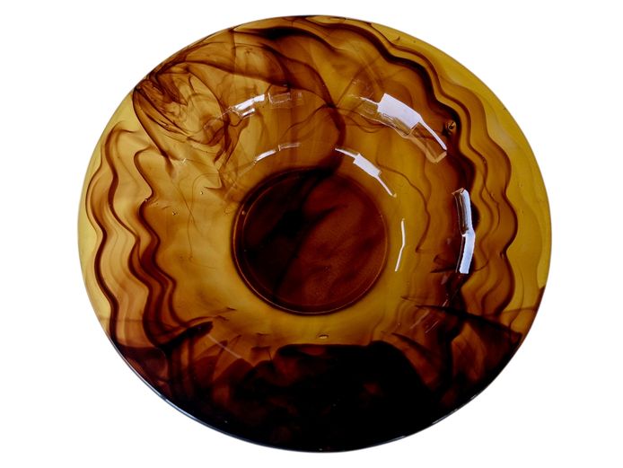Art Deco Amber Cloud Glass Bowl by George Davidson & Co