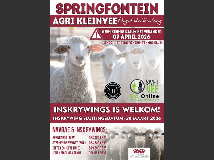 SPRINGFONTEIN AGRI KLEINVEE VEILING