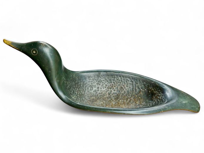 Vintage Bronze Duck Trinket Dish