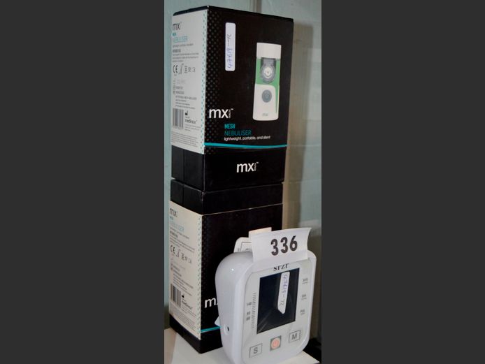 LOT: 2 x MX HEALTH NEBULISERS & A BLOOD PRESSURE MONITOR [Untested]