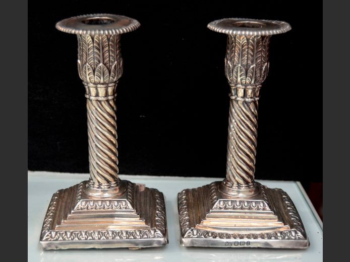 PAIR HALLMARKED SILVER CANDLESTICKS, 14cm High